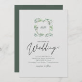 Einfache Greenery-Blätter Handwriting Style Weddin (Vorne/Hinten)