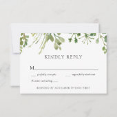 Einfache Greenery Wedding Response Card Einladung (Vorderseite)