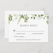 Einfache Greenery Wedding Response Card Einladung (Vorne/Hinten)