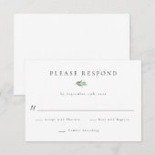 Einfache Greenery Wedding RSVP Response Cards Karte (Vorne/Hinten)