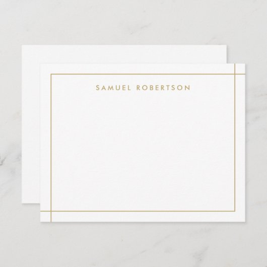 Einfache Grenz-Ecke Square Tan Gold Note Card Mitteilungskarte (Vorne/Hinten)