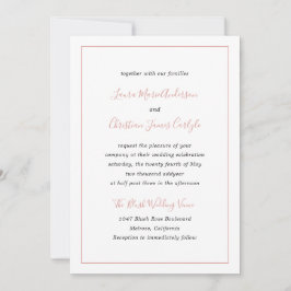 Einfache Grenze Formal Blush Pink Elegante Hochzei Einladung