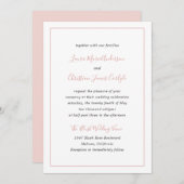 Einfache Grenze Formal Blush Pink Elegante Hochzei Einladung (Vorne/Hinten)