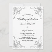 Einfache Grenze Geblüht Vintage Hochzeit Einladung (Vorderseite)