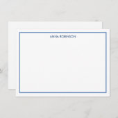 Einfache Grenze in Blue Flat Note Card Mitteilungskarte (Vorne/Hinten)