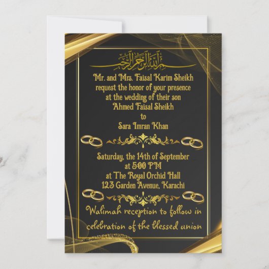 einfache Grenzhochzeit Einladung (Vorderseite)