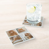 Einfache Grid Collage 4 Vier Fotos Glasuntersetzer (Schrägansicht)