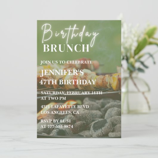 Einfache Grillen Backyard 47. Einladung (Stehend Vorderseite)