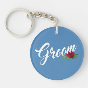 Einfache Groom Floral Hochzeitskalligrafie Schlüs Schlüsselanhänger