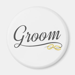 Einfache Groom Floral Wedding Calligraphy   Magnet