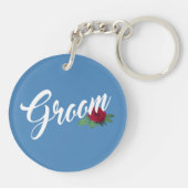 Einfache Groom Floral Wedding Calligraphy | SCHLÜS Schlüsselanhänger (Rückseite)