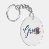 Einfache Groom Floral Wedding Calligraphy | SCHLÜS Schlüsselanhänger (Vorderseite links)