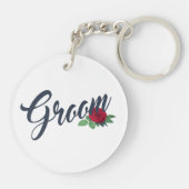 Einfache Groom Floral Wedding Calligraphy | SCHLÜS Schlüsselanhänger (Rückseite)