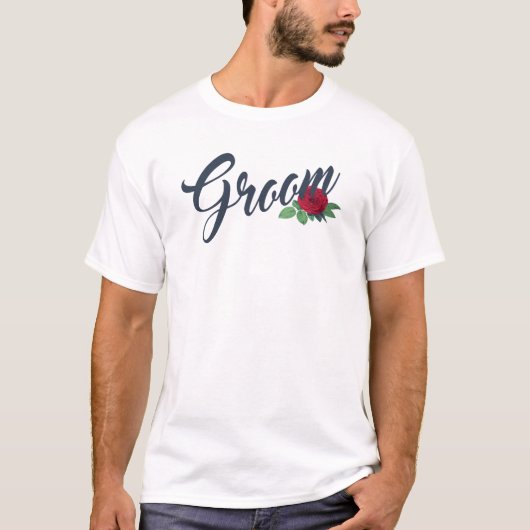 Einfache Groom Floral Wedding Calligraphy | T - SH T-Shirt (Vorderseite)
