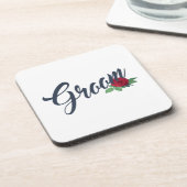 Einfache Groom Floral Wedding Calligraphy | UNTERS Getränkeuntersetzer (Linke Seite)