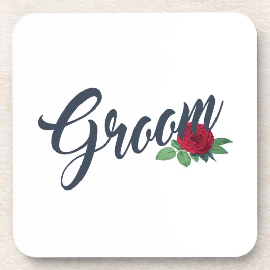 Einfache Groom Floral Wedding Calligraphy | UNTERS Getränkeuntersetzer (Vorderseite)