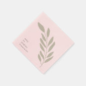 Einfache Größe Grün Blätter Namen Datum Hochzeit Serviette (Ecke)