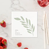 Einfache Größe Grün Blätter Namen Datum Hochzeit Serviette (Beispiel)