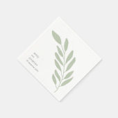 Einfache Größe Grün Blätter Namen Datum Hochzeit Serviette (Ecke)