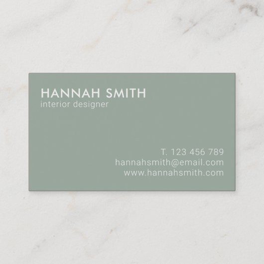 Einfache Größe Grün Moderne Minimalistisch Visitenkarte (Rückseite)