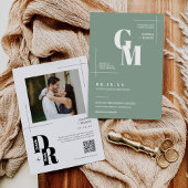 Einfache Größe Grün Moderner Minimaler QR Code für Einladung