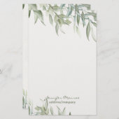 Einfache, grün verlassen Wasserfarben personalisie Briefpapier (Vorne/Hinten)