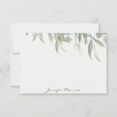 Einfache, grün verlassen Wasserfarben personalisie Mitteilungskarte (Vorderseite)