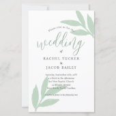 Einfache Grün von Wasserfarben Einladung zur Hochz (Vorderseite)