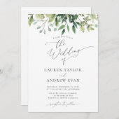 Einfache Grün von Wasserfarben Einladung zur Hochz (Vorne/Hinten)