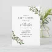 Einfache Grünanlagen mit Lavender Baby Dusche Einladung (Stehend Vorderseite)