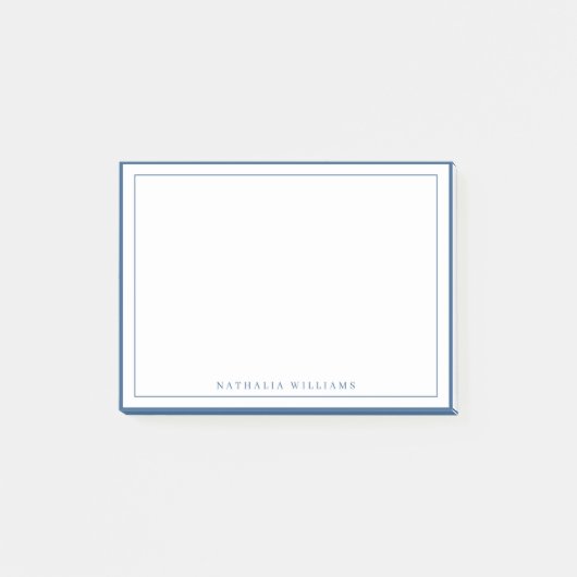 Einfache grundlegende Navyblaue Rand-Korrespondenz Post-it Klebezettel (Vorderseite)