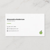 Einfache Grüne Apfellehrerin Visitenkarte (Rückseite)