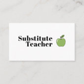 Einfache Grüne Apfellehrerin Visitenkarte (Vorderseite)