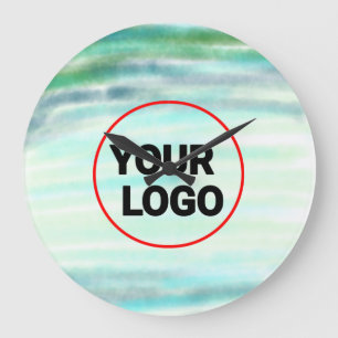 Einfache grüne Aquarellfarbe abstrakt Logo hinzufü Große Wanduhr
