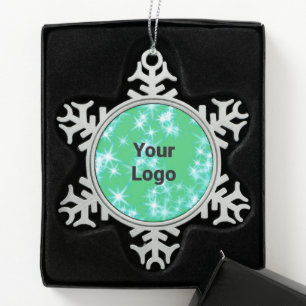 Einfache grüne Aquarellfarbe abstrakt Logo hinzufü Schneeflocken Zinn-Ornament