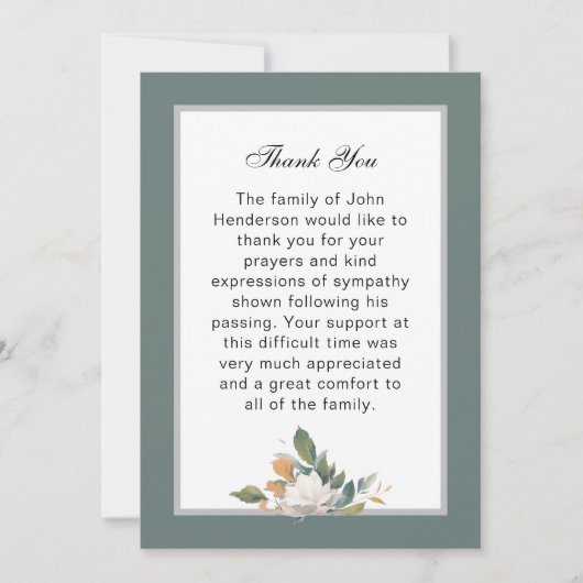 Einfache grüne Beerdigung Dankeschön Karte (Vorderseite)