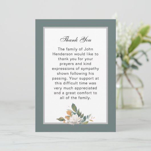 Einfache grüne Beerdigung Dankeschön Karte (Stehend Vorderseite)