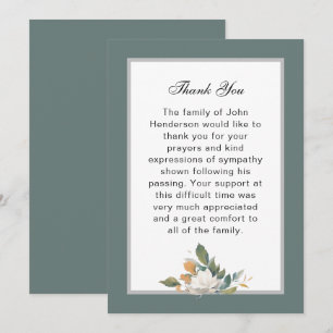 Einfache grüne Beerdigung Dankeschön Karte