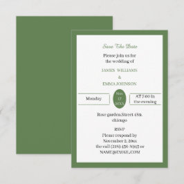 Einfache grüne Benutzerdefiniert Save The Date