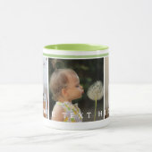 Einfache grüne benutzerdefinierte Fotocollage Tasse (Zentrum)