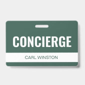 Einfache grüne benutzerdefinierte Hotel-Concierge- Ausweis (Vorderseite)