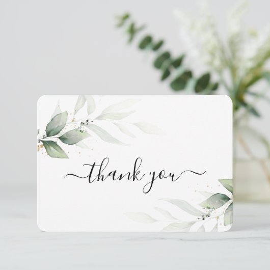 Einfache grüne Blätter Danke Karte (Stehend Vorderseite)