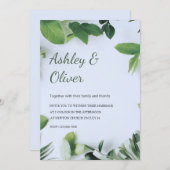 Einfache grüne Blätter Hochzeit von Blue Greenerit Einladung (Vorne/Hinten)