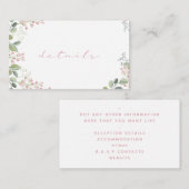 Einfache grüne Blätter, rosa Blume, Details Hochze Begleitkarte (Vorne/Hinten)