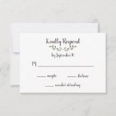 Einfache grüne Blätter und handgeschriebene Skript RSVP Karte (Vorderseite)