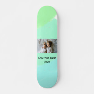 einfache grüne blaue Aquarell-Foto-Anpassung mit T Skateboard