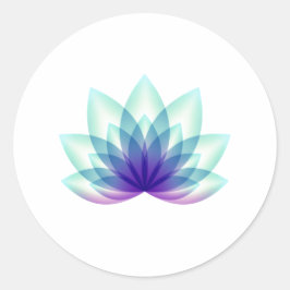Einfache grüne blaue Lotus-Blume Runder Aufkleber