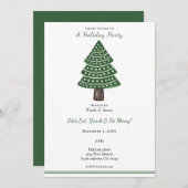 Einfache grüne Briefmarke Weihnachtsbaum Minimaler Einladung (Vorne/Hinten)