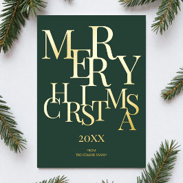 Einfache Grüne Elegant Minimalistisch frohe Weihna Folien Feiertagskarte