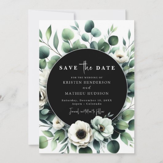 Einfache grüne Eukalyptus-Hochzeit Save The Date (Vorderseite)
